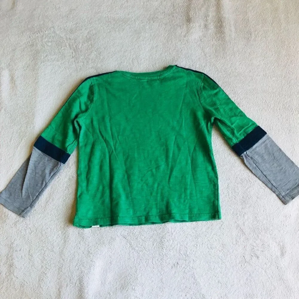 Gap Boys Green w/ Navy Stripe Long Sleeve T-Shirt